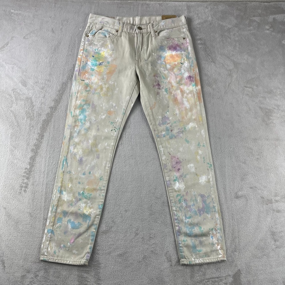 Polo Ralph Lauren Astor Slim‎ Boyfriend Jeans 28 (30x29) Beige Paint Splattered